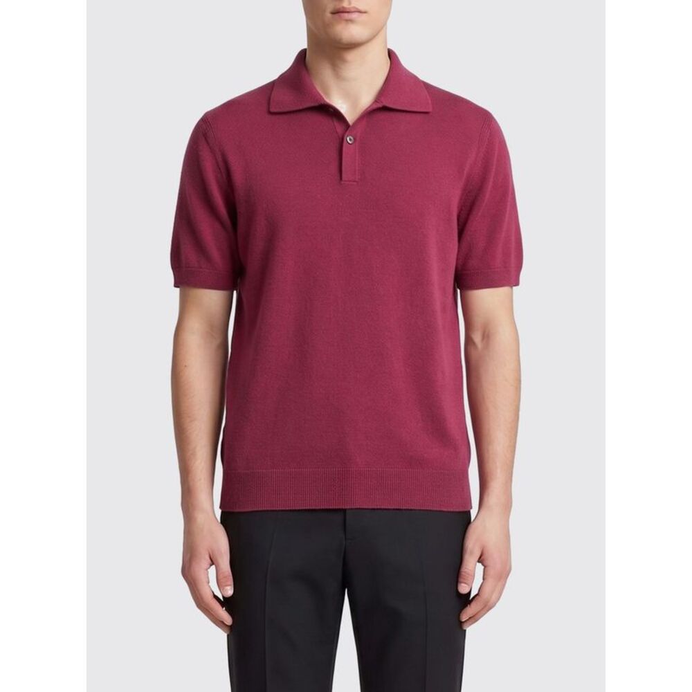 Zegna Polo Shirt Men Crimson